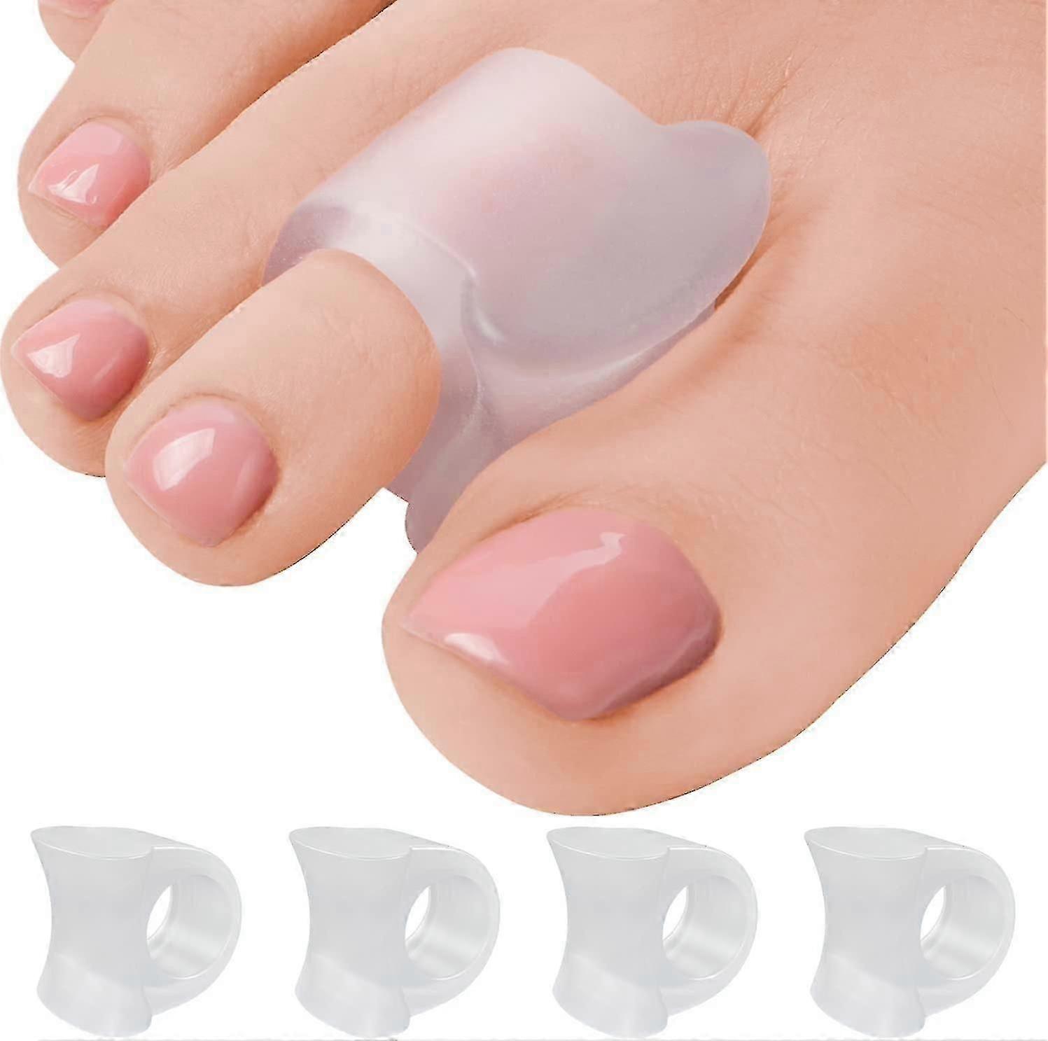 Toe Separators for Overlapping Toes - 4-Pack Clear Gel Hammer Toe Straighteners for Pain Relief - Correct Bent Toes - Big Toe Spacers, Spreaders