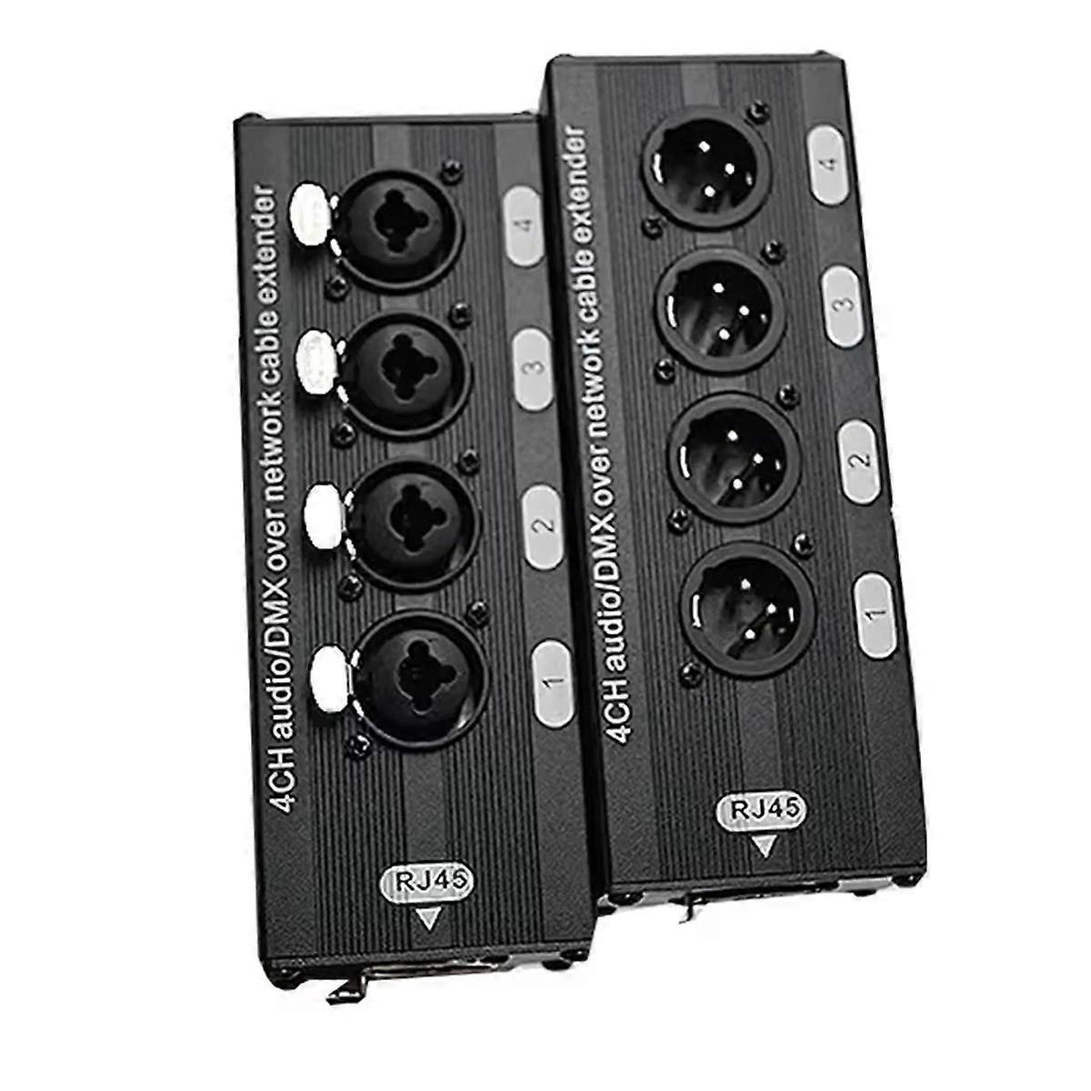 RJ45 CAT5 to 4 Channel 3Pin XLR/ Audio Extender DMX512 Network Signal Gilding Extender for Audio Rec