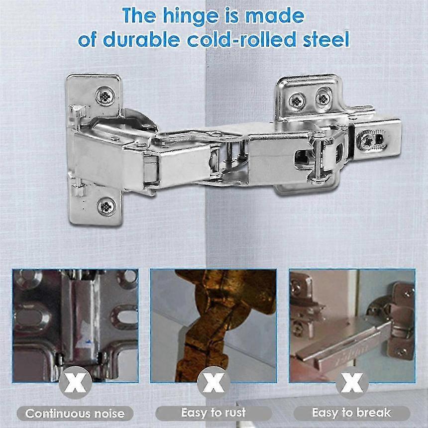 Hydraulic Soft Close Cabinet Hinges 180 Degree 4Pcs Adjustable Concealed Mounting