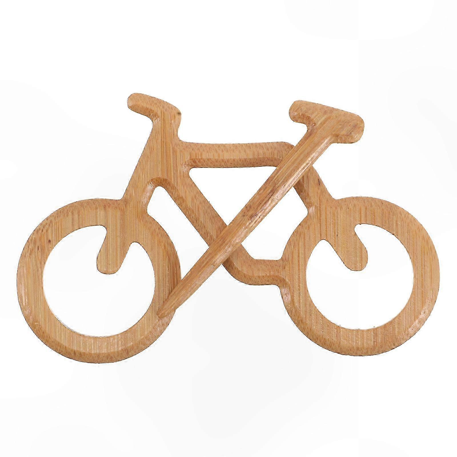 Unique Wooden Bicycle Brooch Pin for Clothes and Hats, Khaki Color, 8.5x5.7x0.5cm