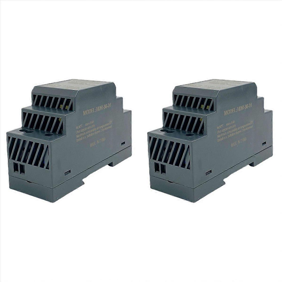 2X HDR-30-24 Ultra Slim Step Shape DIN Rail Power Supply Short Circuit Protection LED Indicator for