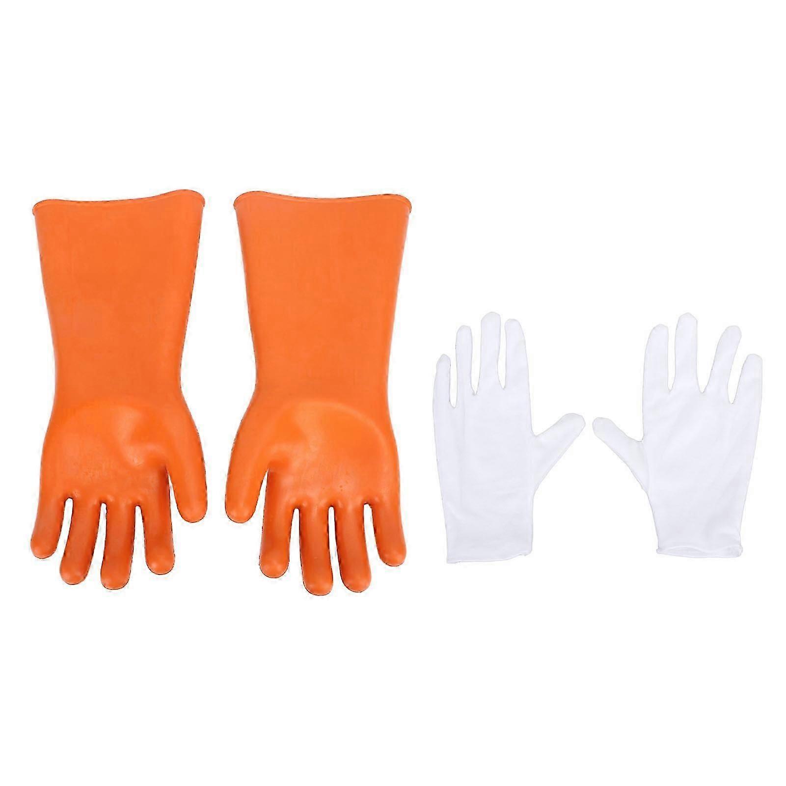 Rubber Gloves 35kv High Voltage Electrical Work Insulating Protection Non Static For Linesmen