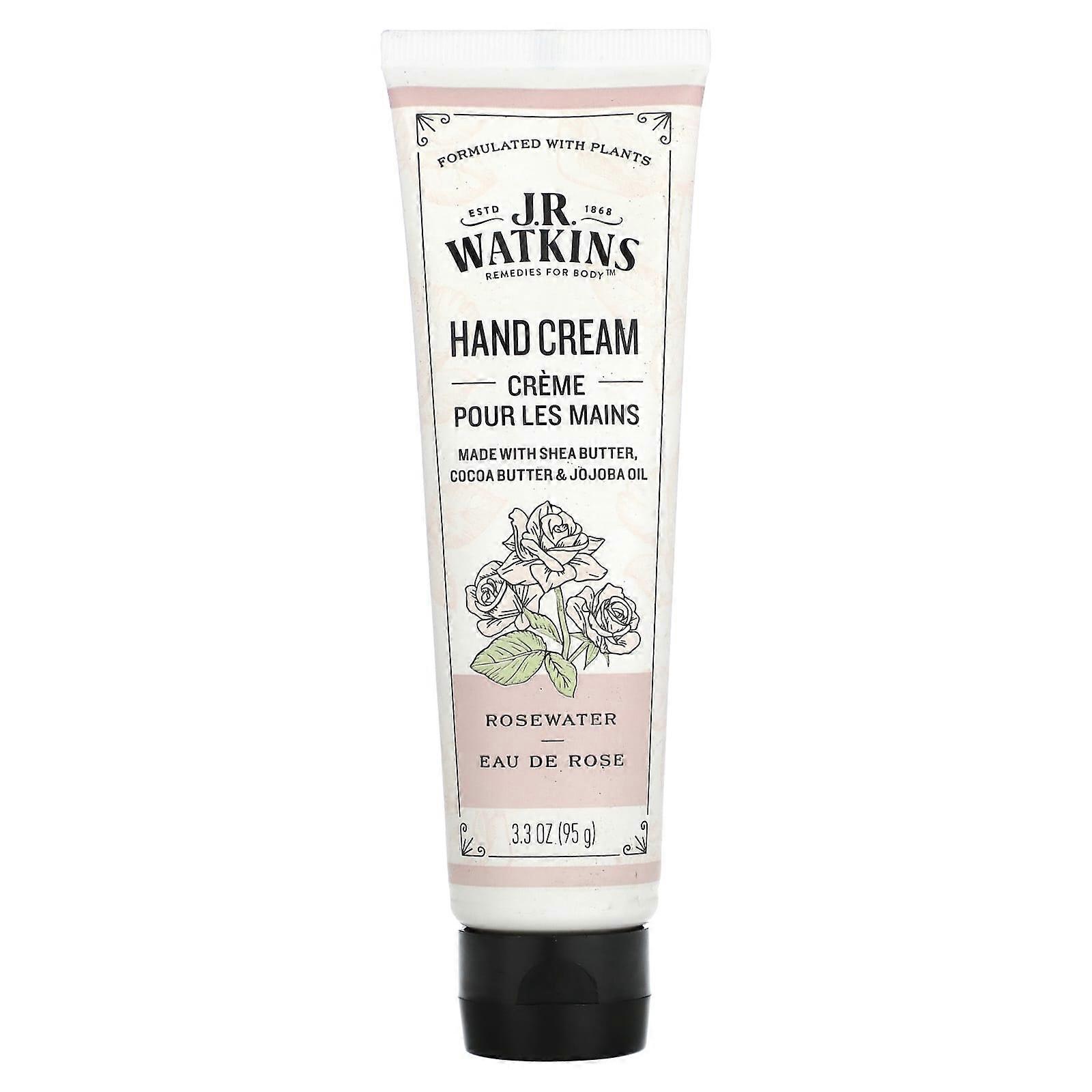 Hand Cream, Rosewater, 3.3 oz (95 g)