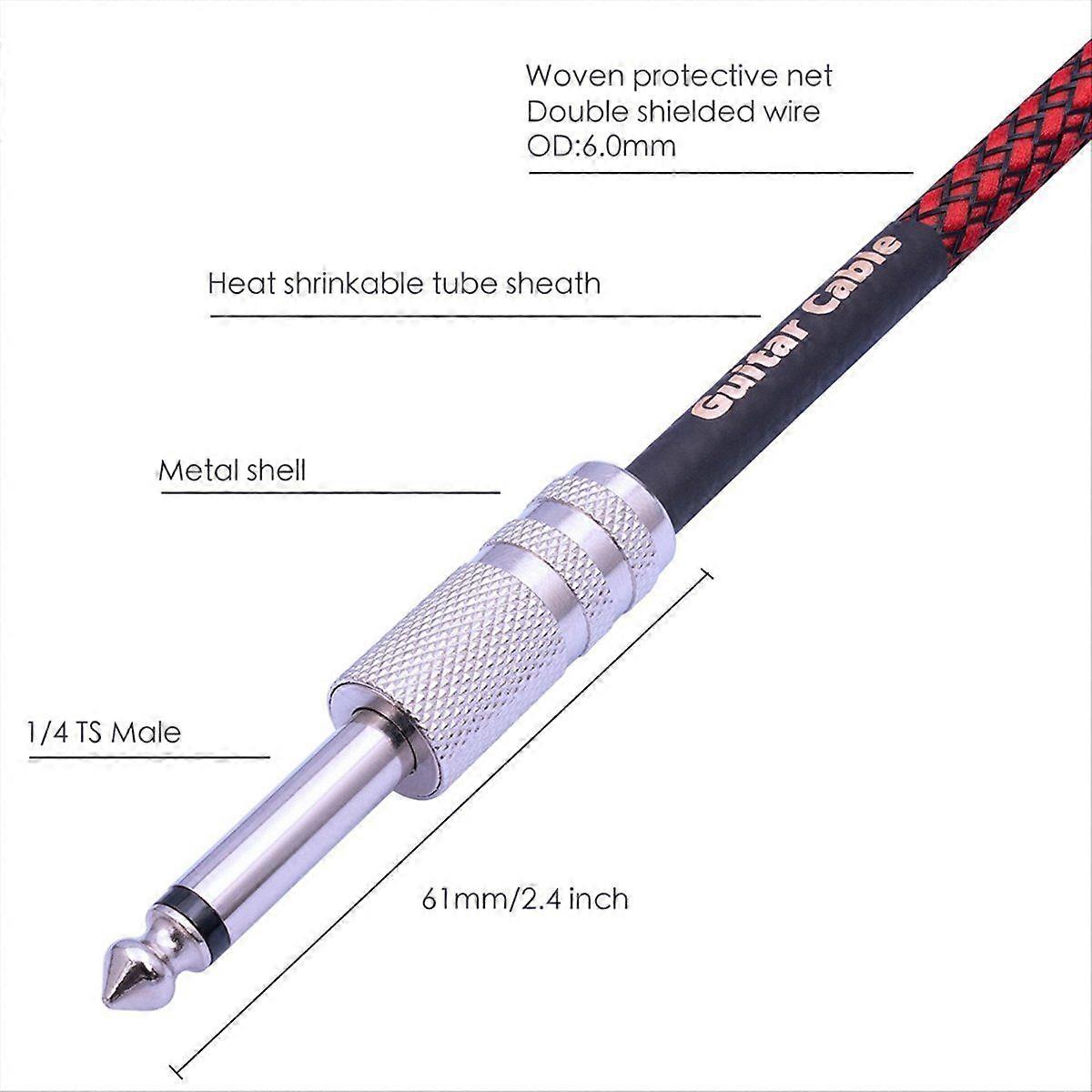 Straight 1/4Inch Stereo Cable Guitar Instrument Cable 1 Meter