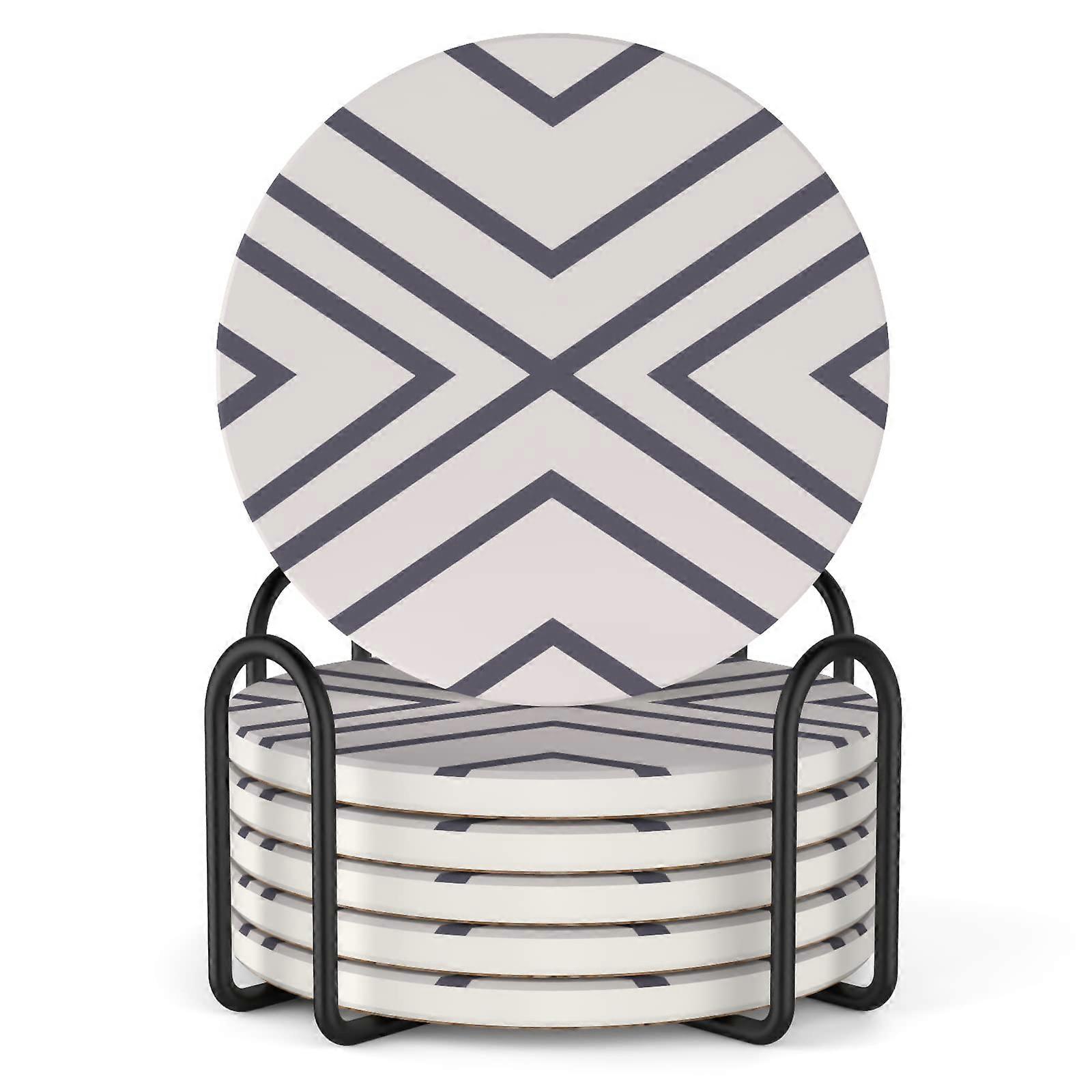 Marble Ceramic Absorbent Cork Coaster Set (With Stand)