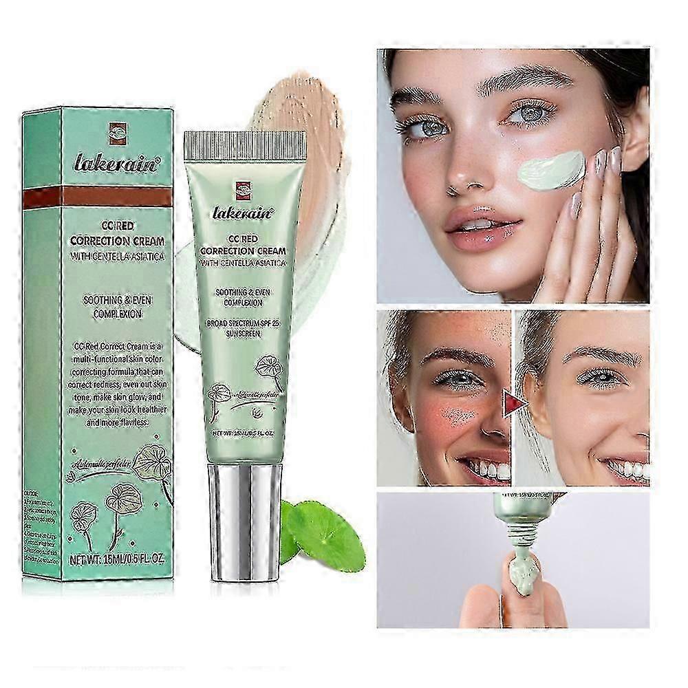 CC Red Correction Cream with Centella Asiatica for Even Skin Tone, Soothing Concealer against Redness