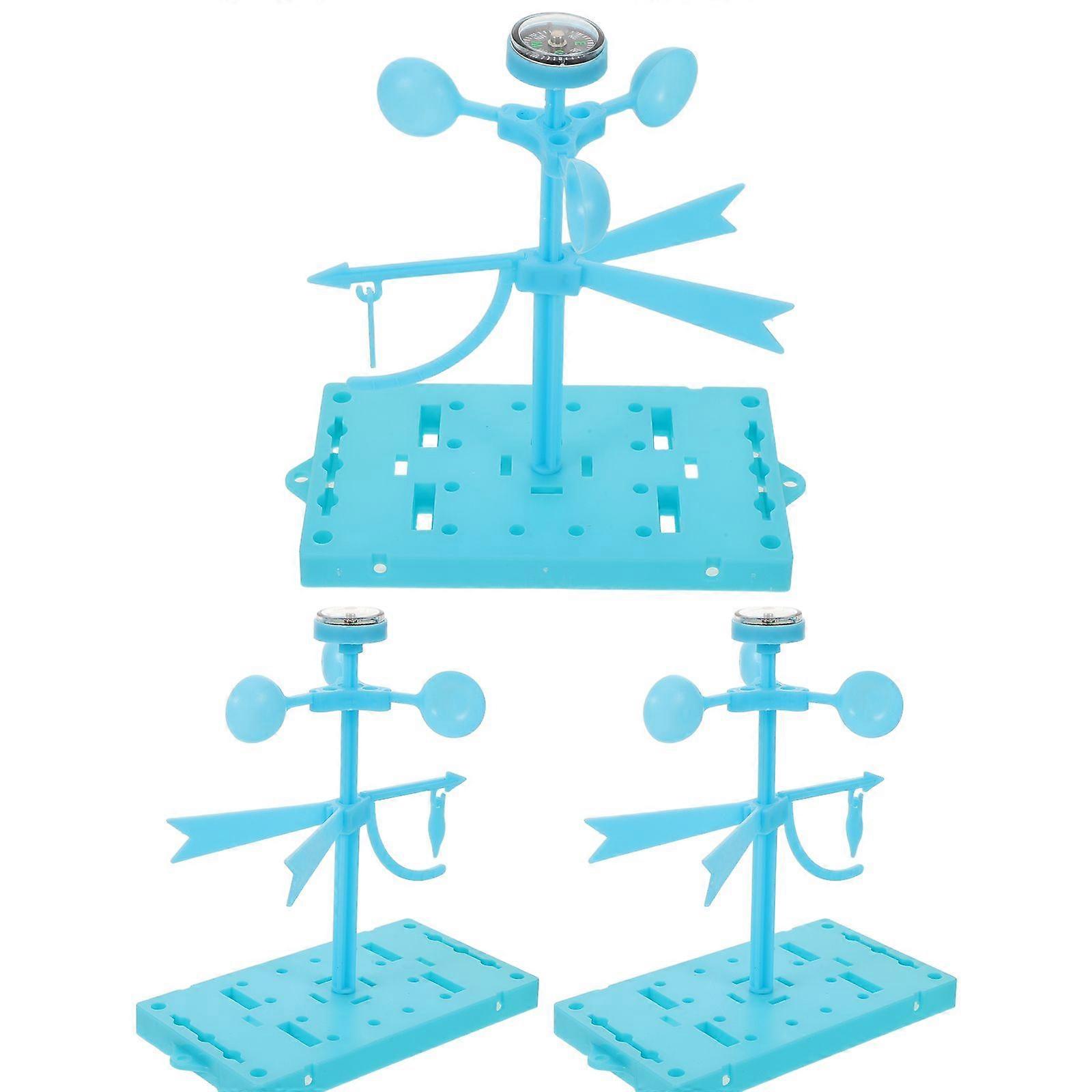 3 Sets DIY Wind Science Kit: Plastic Weather Indicator - STEM Classroom Wind Vane Science Teaching Tool - Preschool STEM Educational Model for DIY Ass