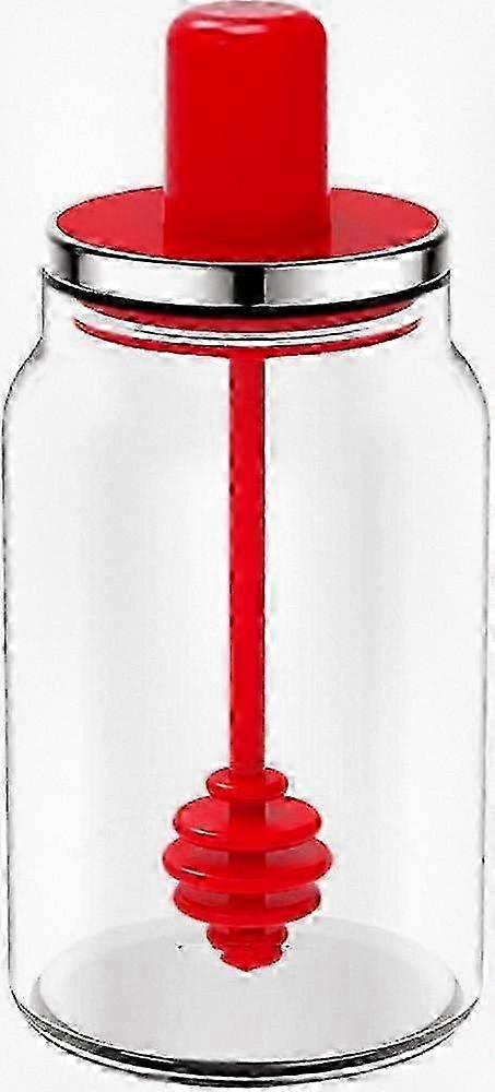 Sealed 220ml Seasoning Jar with Dipper, Ideal for Honey and Other Condiments, Red Color