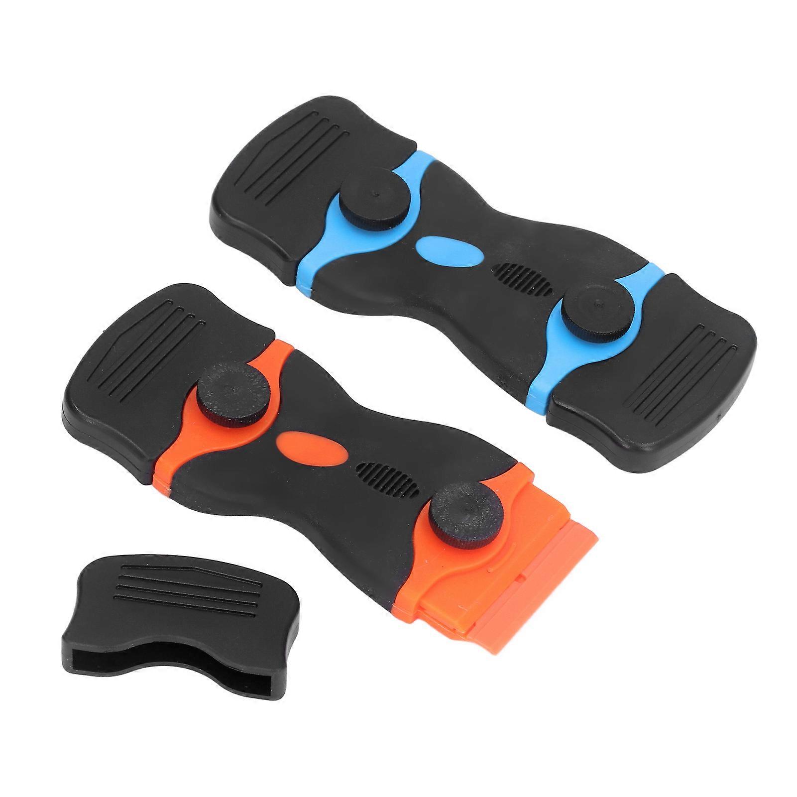 22Pcs Razor Blade Scraper Tool Multi Purpose Cleaning with Blue Orange 2 Flute Handle Blades