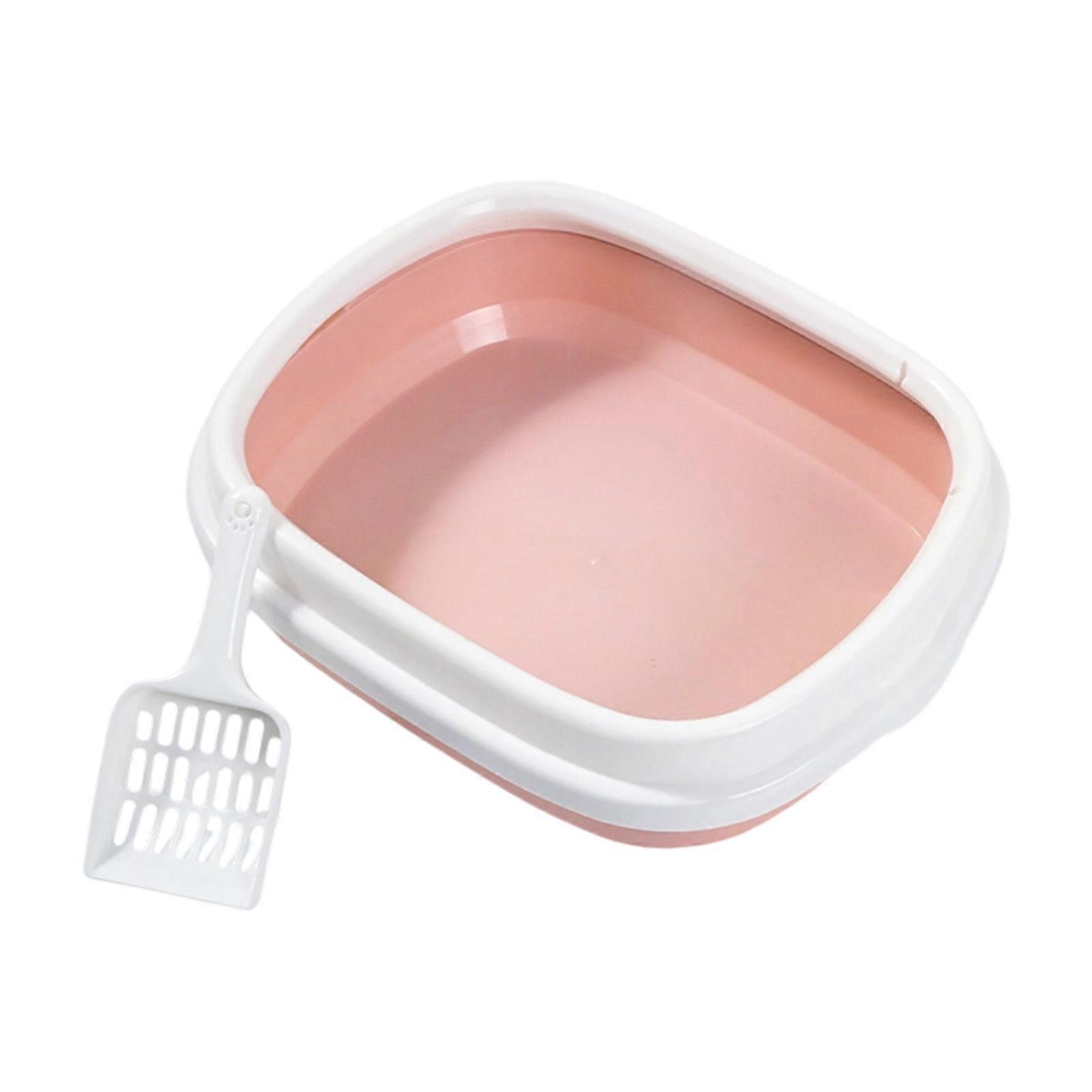 Splashing Resistant Pet Litters Tray Airflows Holes Detachable Structure Litters Box Suitable for Various Breeds  Pink