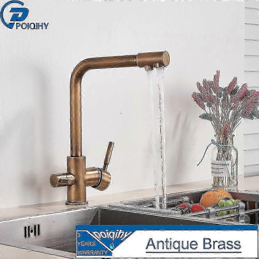 絶妙な高級デュアルスパウトバスルームキッチンさまざまな浄化蛇口飲用水道水蛇口デュアルハンドルホット&コールドミキサータップ