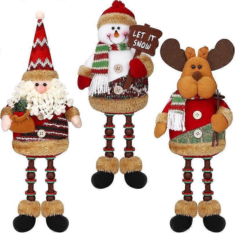 3 stuks tafelblad kerstversiering leuke kerst zitten santa sneeuwman rendier pop