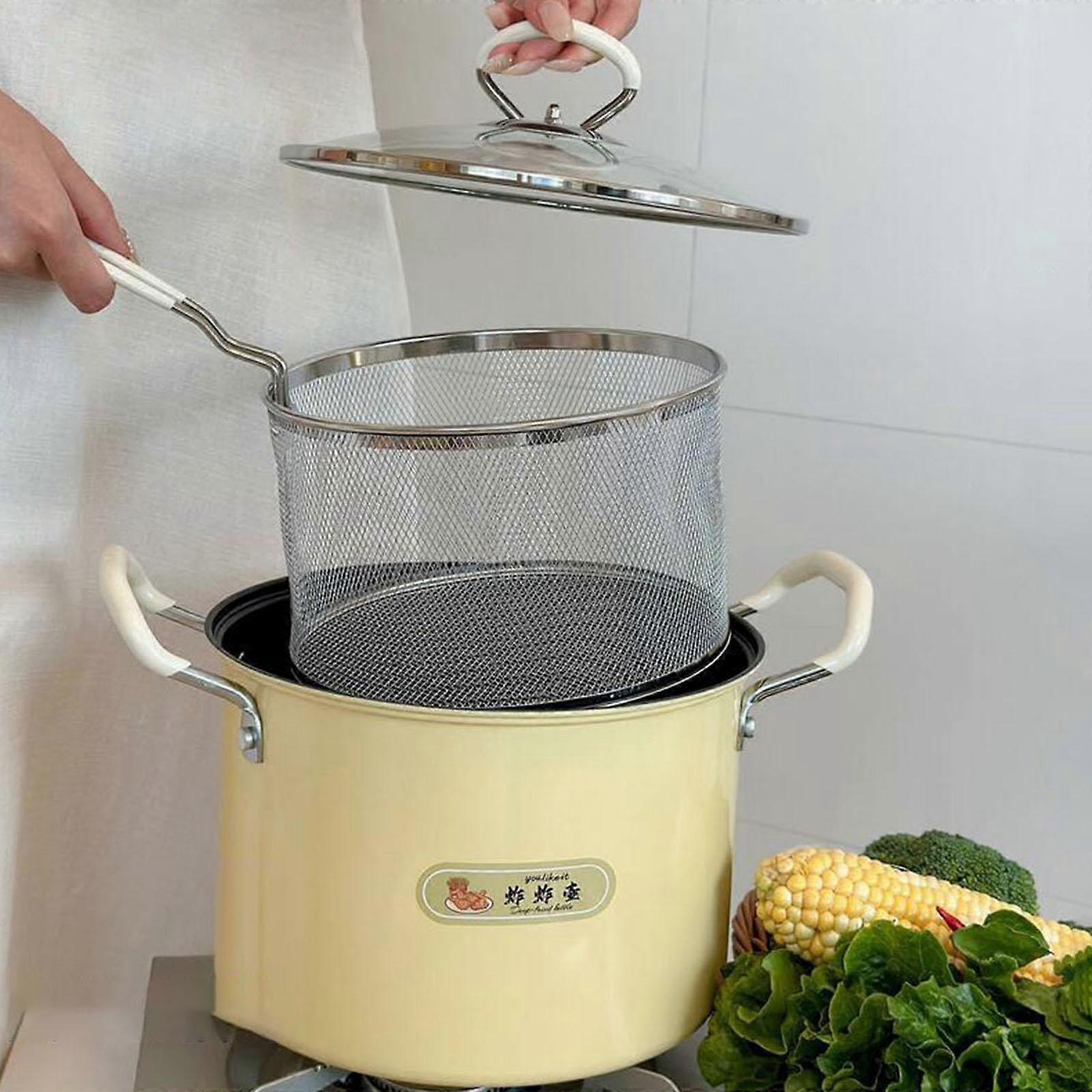 5.2L Deep Fryer Pot with Detachable Strainer for Chicken and Tempura