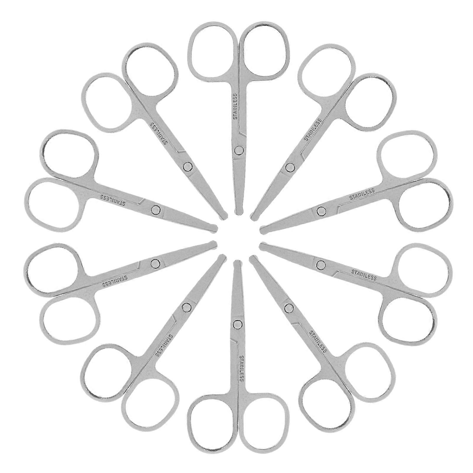 Small Scissors Laboratory Scissors for Beard Trimming 12Pcs Stainless Steel Silver