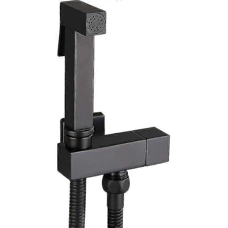 Kit di doccetta per WC, doccetta per bidet portatile in ottone nero, doccetta per bidet, doccetta per WC a parete, kit completo, igiene personale, G1/2