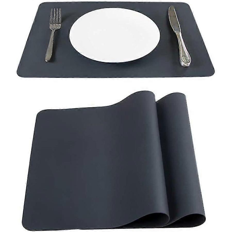 Large Silicone Mats Table Mats Placemats,40*30cm, Set Of 2 (black)