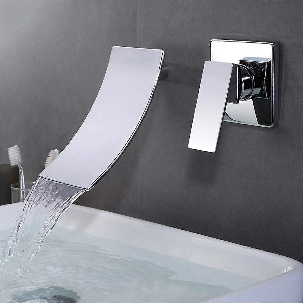 Mixer Tap Basin Tap Wall Mounted Waterfall Chrome Faucet With Ceramic Valve Single Hole Single Handle Hot And Cold