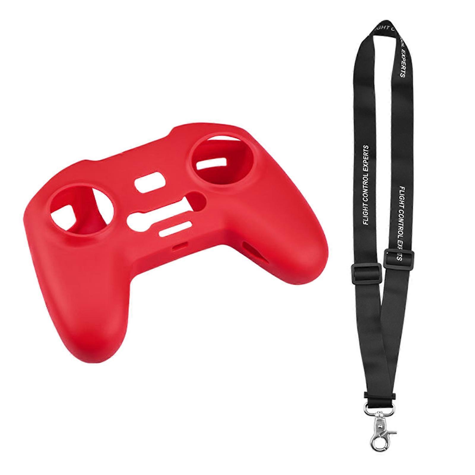 Protective Case Silicone Protector Sleeve for Avata 2/FPV Combo Quadcopter Remote Control with/no Adjustable Lanyard  Red