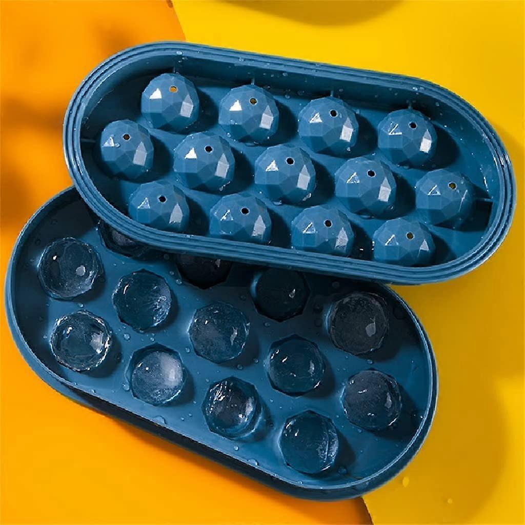 Ice Cube Maker Tray with Lid FoodGrade QuickRelease 24 Grid Storage Box for Home (Dark Blue 24 5x12.5cm)