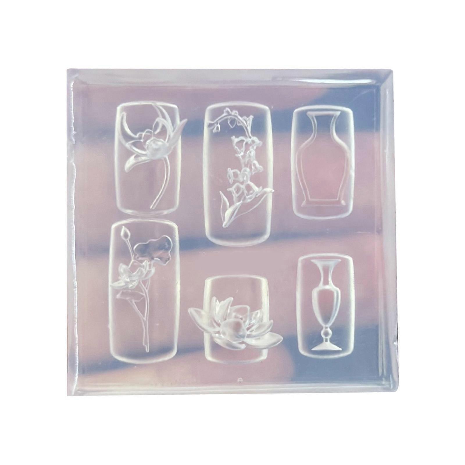 Recyclable Unguis Plan Format 3D Blossomy Elastomer Cast For DIY Hoofs Highlighting Pad And Jar Carvings Multicolor