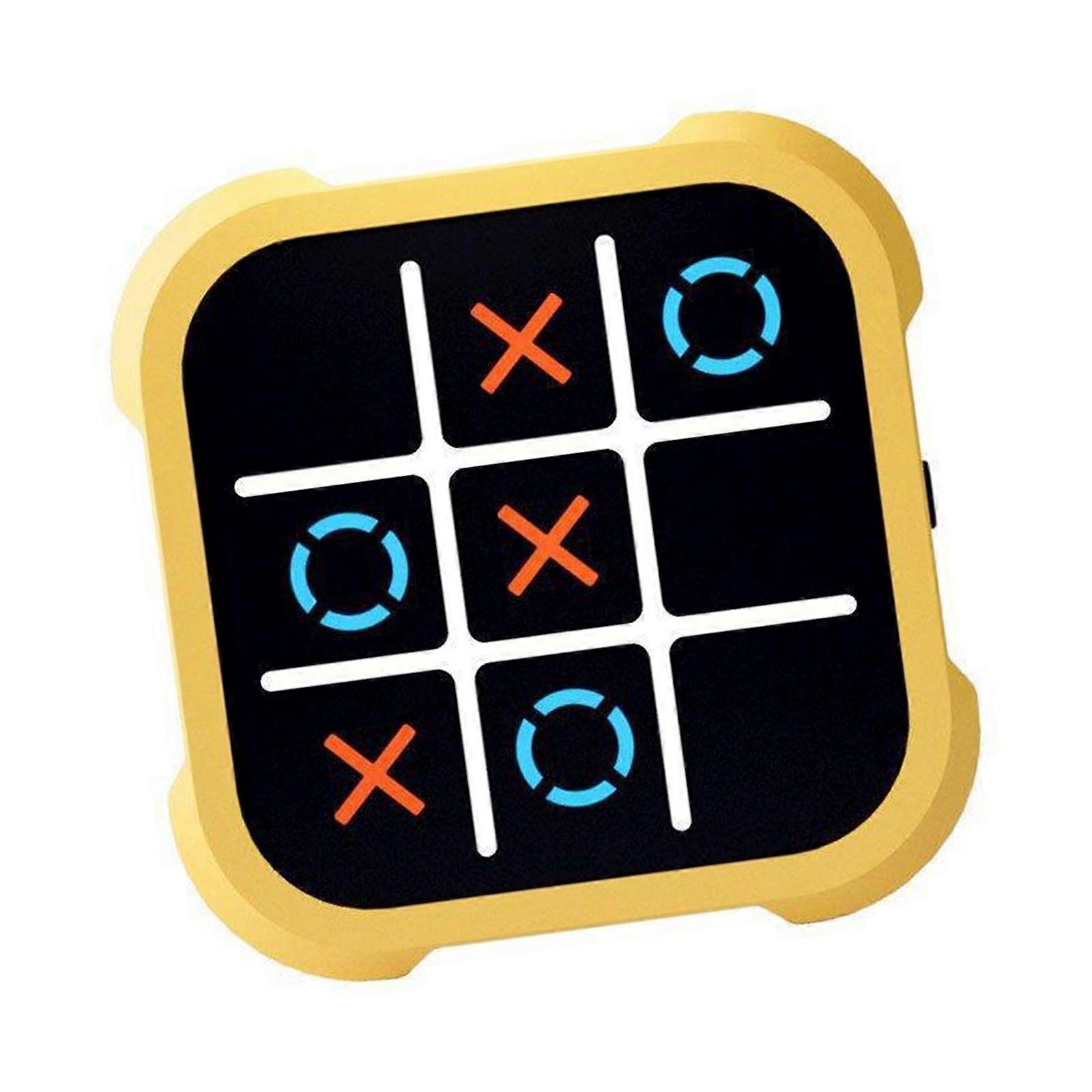 Noughts and Crosses Game XO Chess Classical Board Game Toy 4 in 1 Puzzle Game Kids Electronic Educational Handheld Game  Yellow