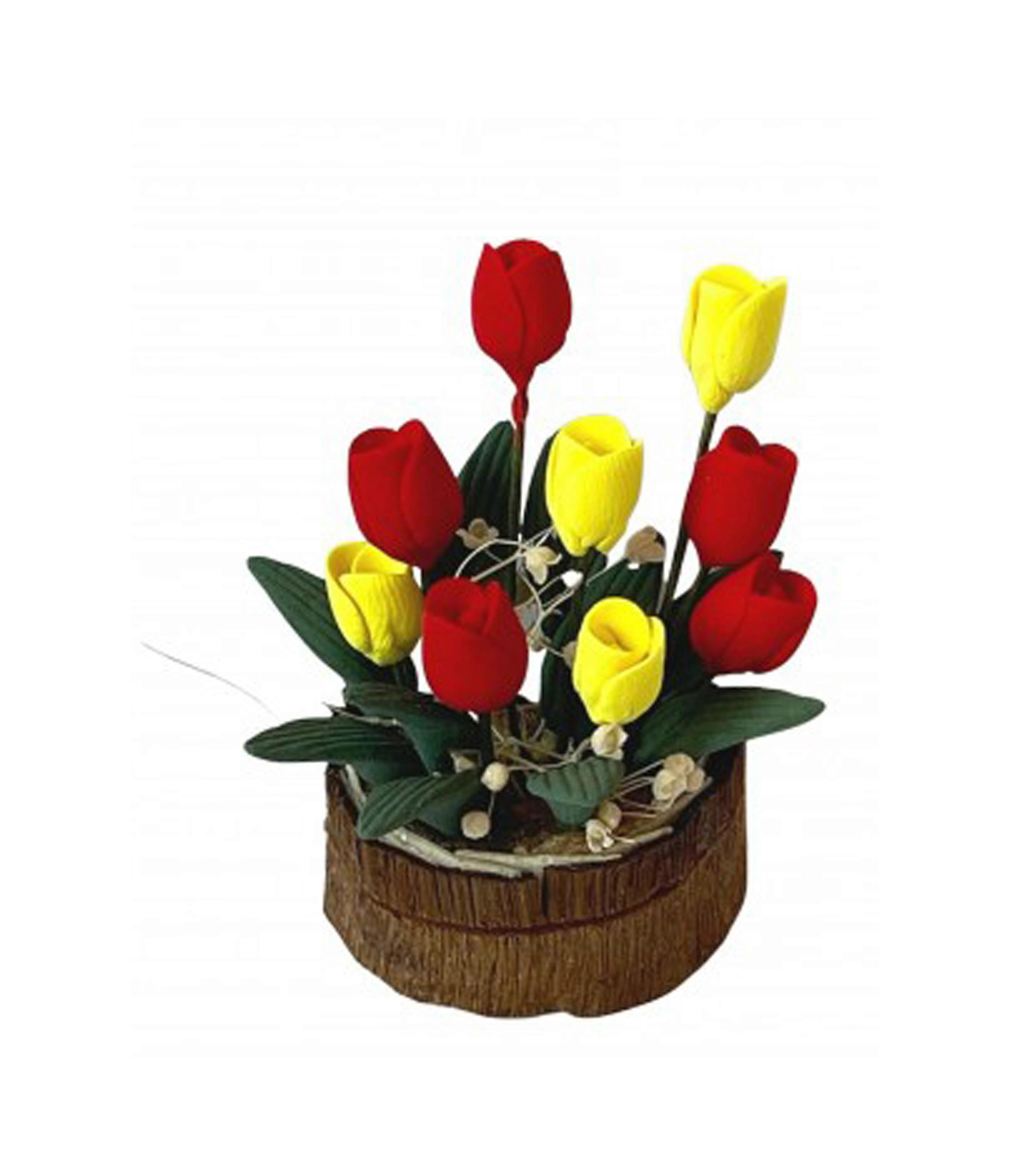 娃娃屋郁金香在半月形浴缸微型花卉花园配件 1：12