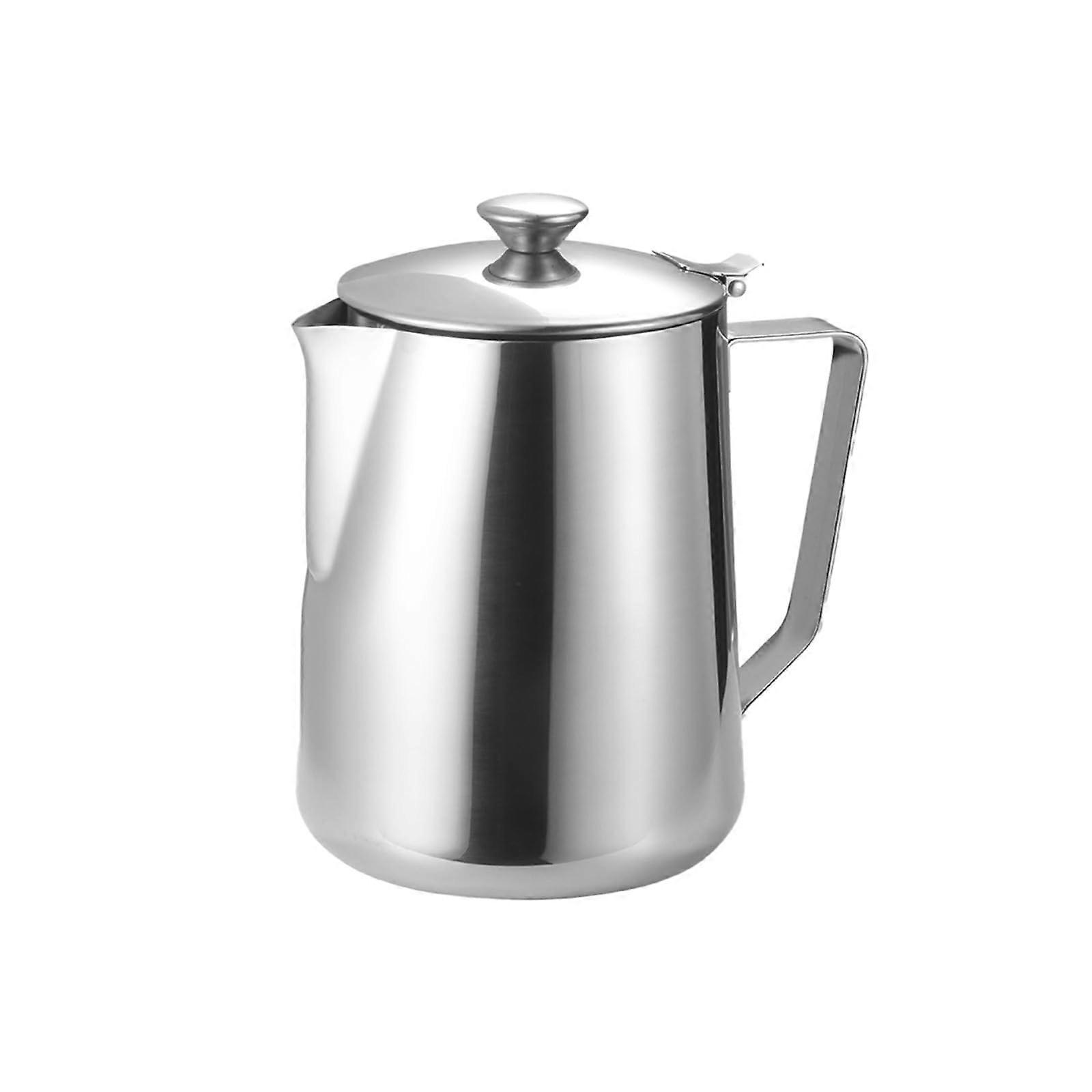 Stainless Steel Milk Frothing Pitcher with Lid for Smooth Foam and Heat Retention, 350ml