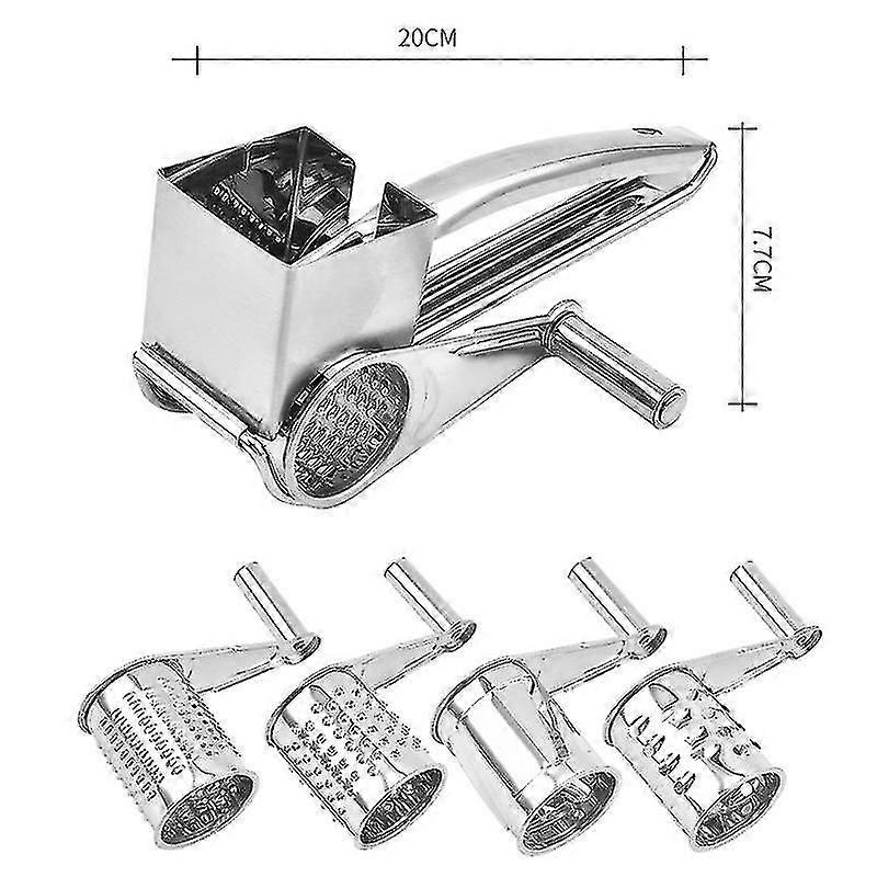 Roestvrijstalen kaasrasp met 4 trommelbladen