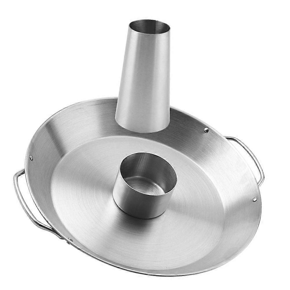 Practical Grilled Chicken Holder Barbecue Rack Chicken Roaster Pan (Silver)