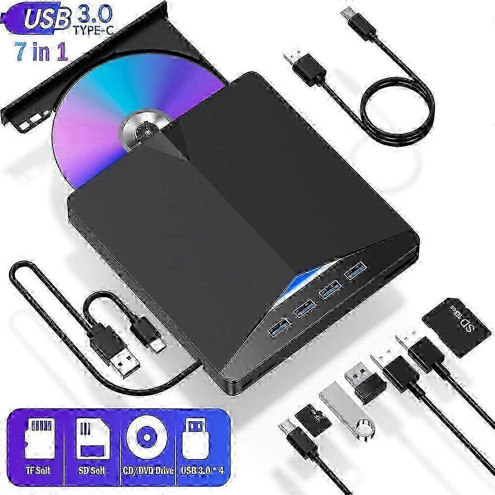 m External CD DVD Drive USB 3.0 Writer Burner Reader Player for Windows 7/8/10/11