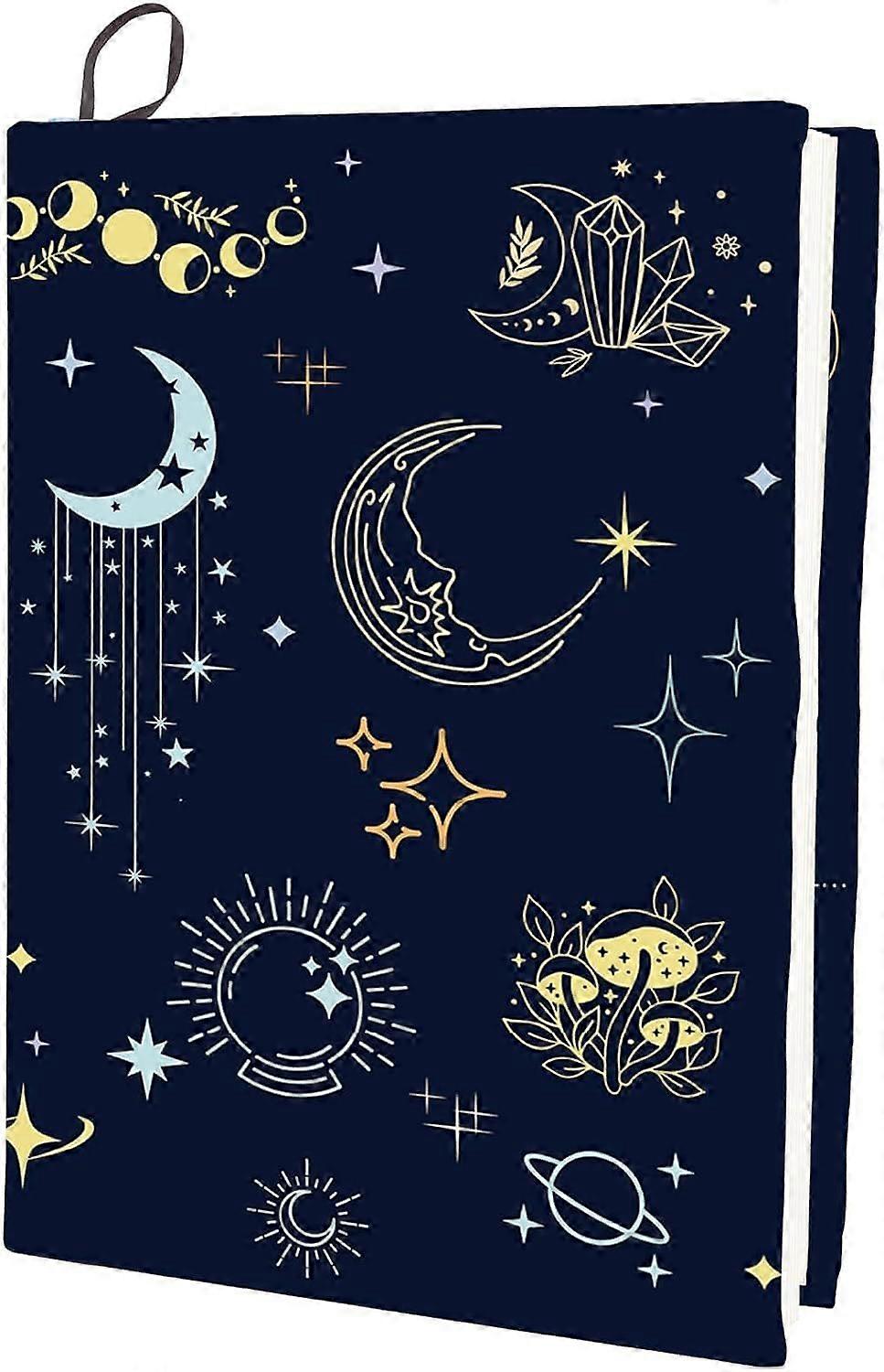 Tarot Stretchable Book Cover Divination Elements Moon Moth Washable Reusable Large Nylon Book Protector Elastic Notebook Wraps Suitable for Most Hardc