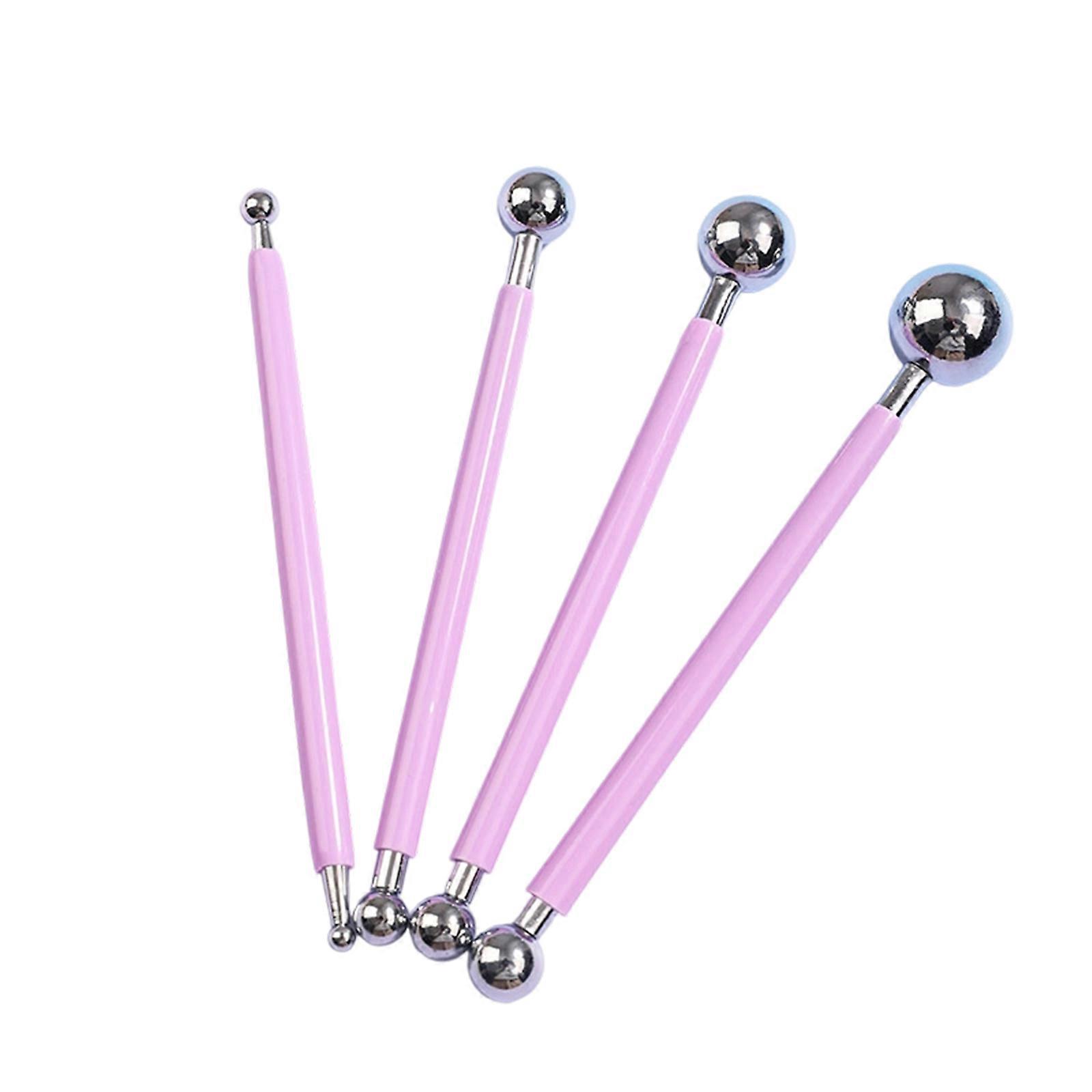 4Pcs Double Head Clay Dotting Pen Double Ended Pottery Clay Modelling Embossing Tool Multifunction Ceramic Carving Tool  Purple