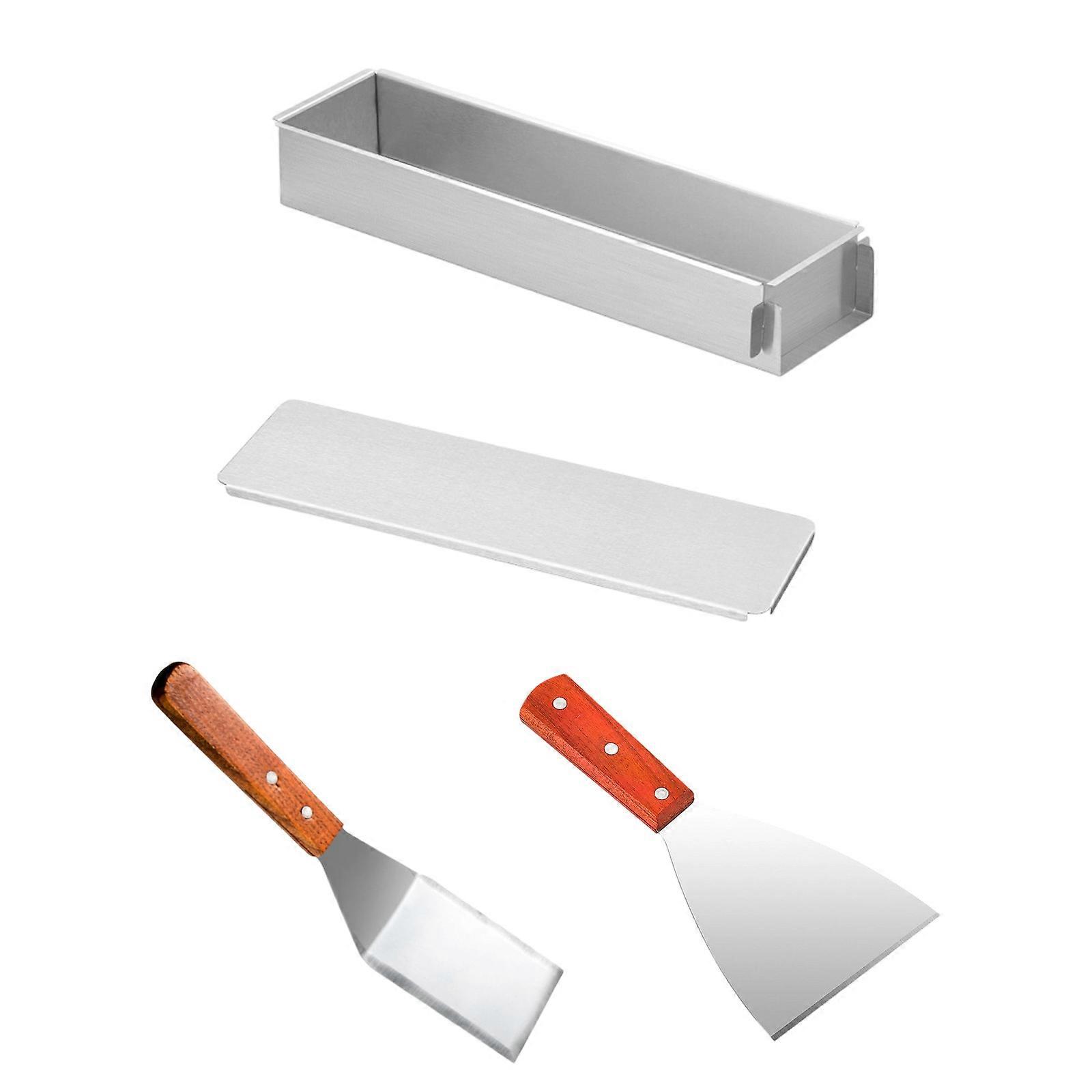 Pack of 3 Rectangular Baking Molds with Wooden Handle Spatula and Nonstick Front for Unflawed Cake Creation Multicolor