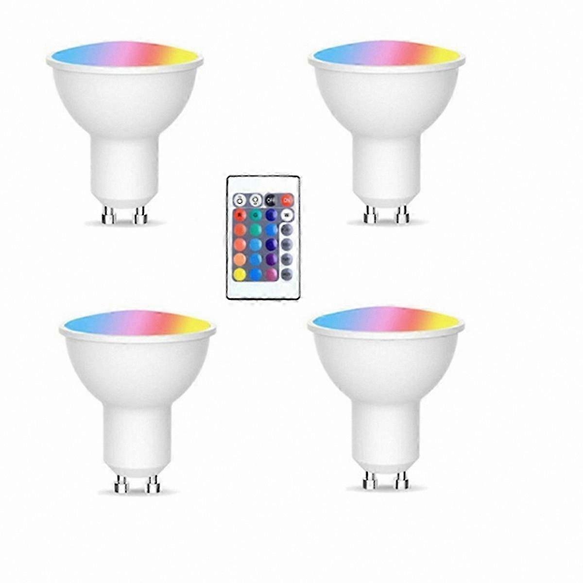 4-Pack GU10 LED Bulbs with Remote Control, 17 Colors and 4 Lighting Modes, Memory Function for Adjustable Spotlights