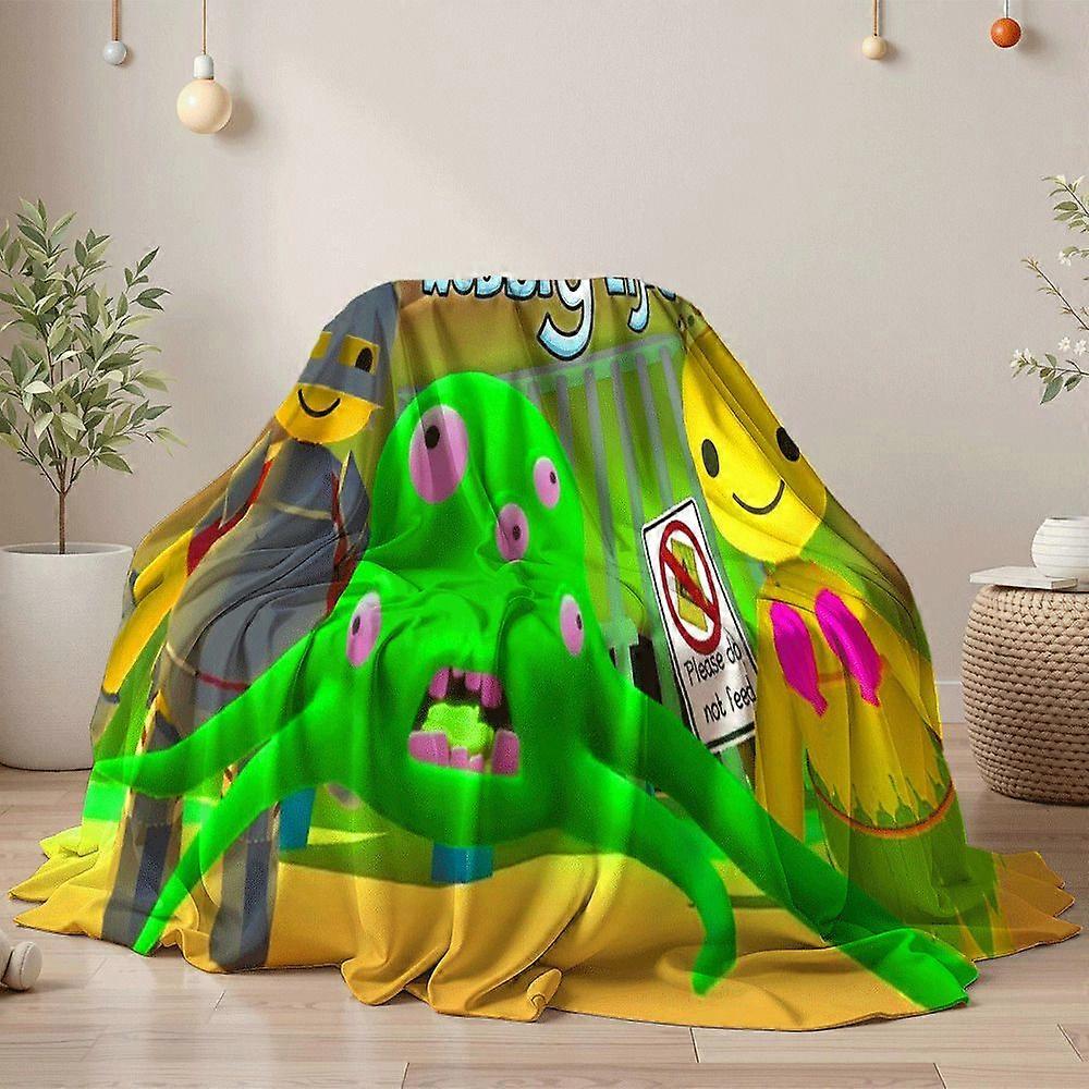 Wobbly Life Theme High-Definition Digital Print Flannel Blanket, Polyester, Non- Fabric, All-Season Comfort Blanket, Sui-PAKDB427