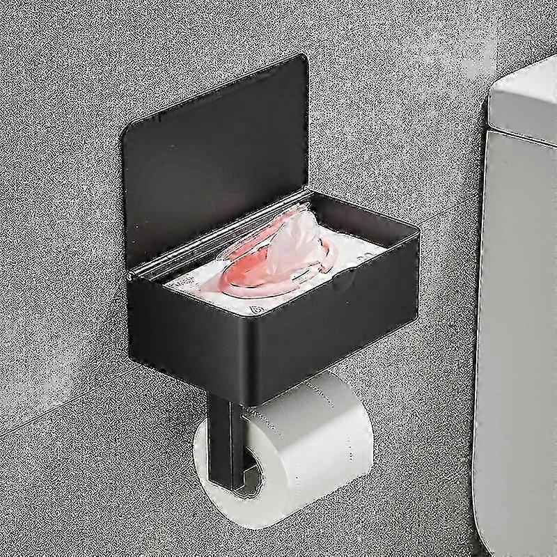Space saving toilet paper holder with shelf