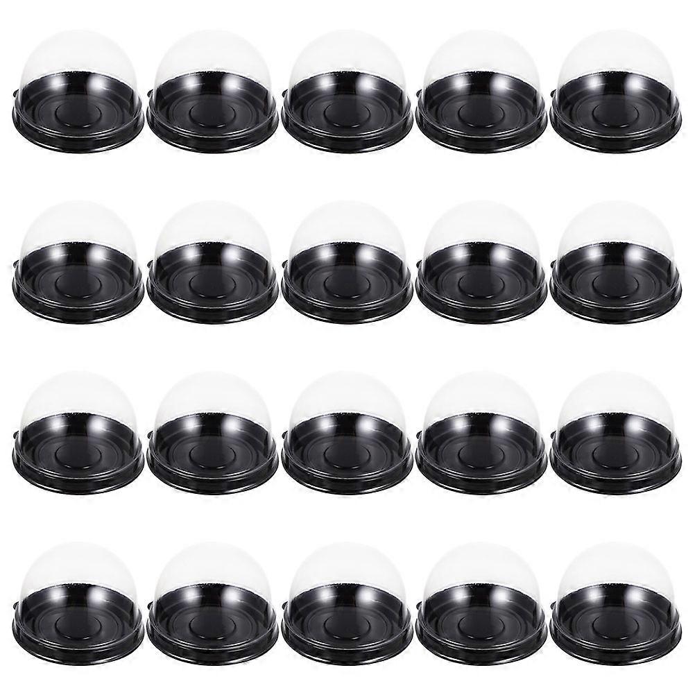 Clear Plastic Mini Cake Boxes with Dome Lid for Wedding Banquet Cake Packaging Black Material 100Pcs