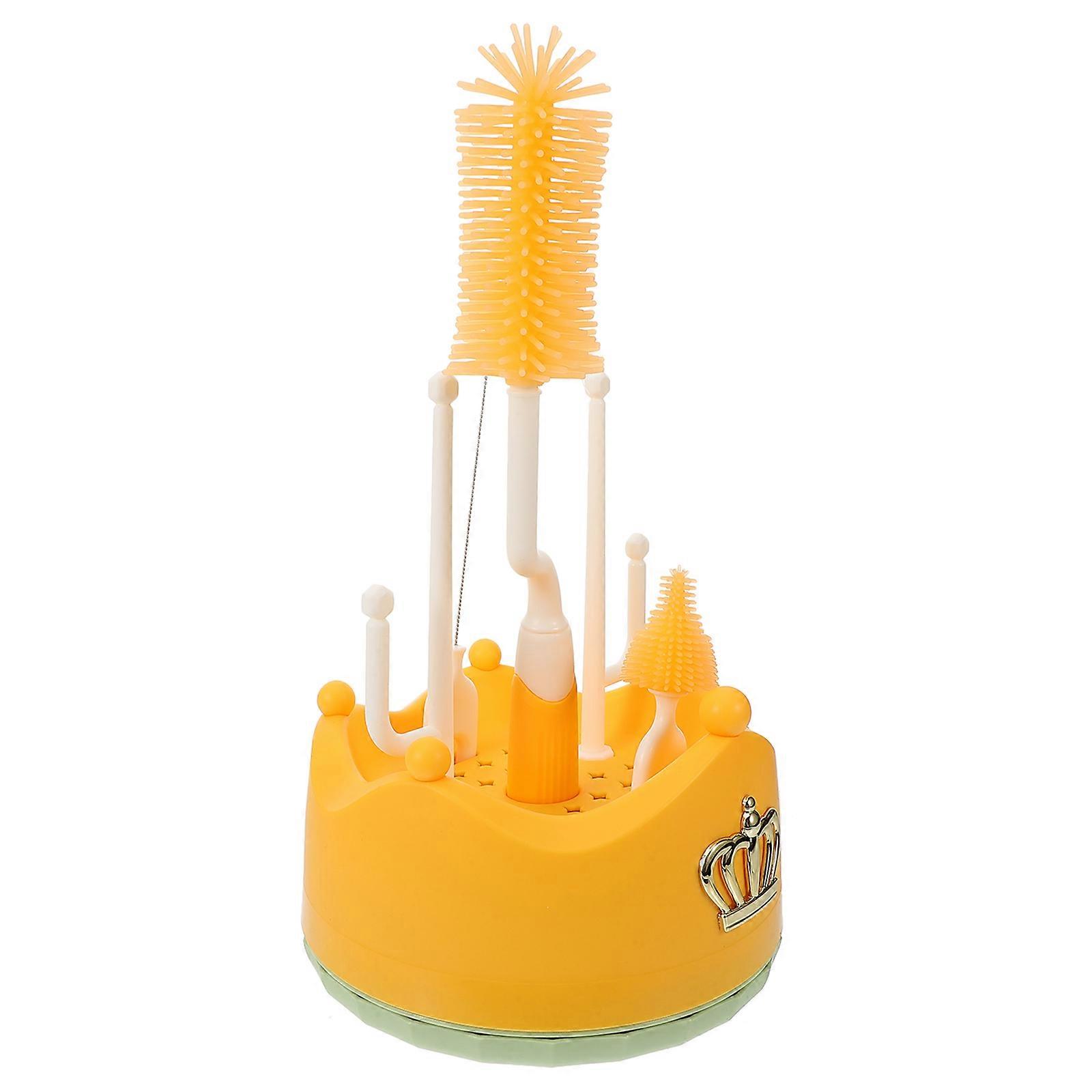 Baby Bottle Drying Holder Orange for Storage Use with Brush
