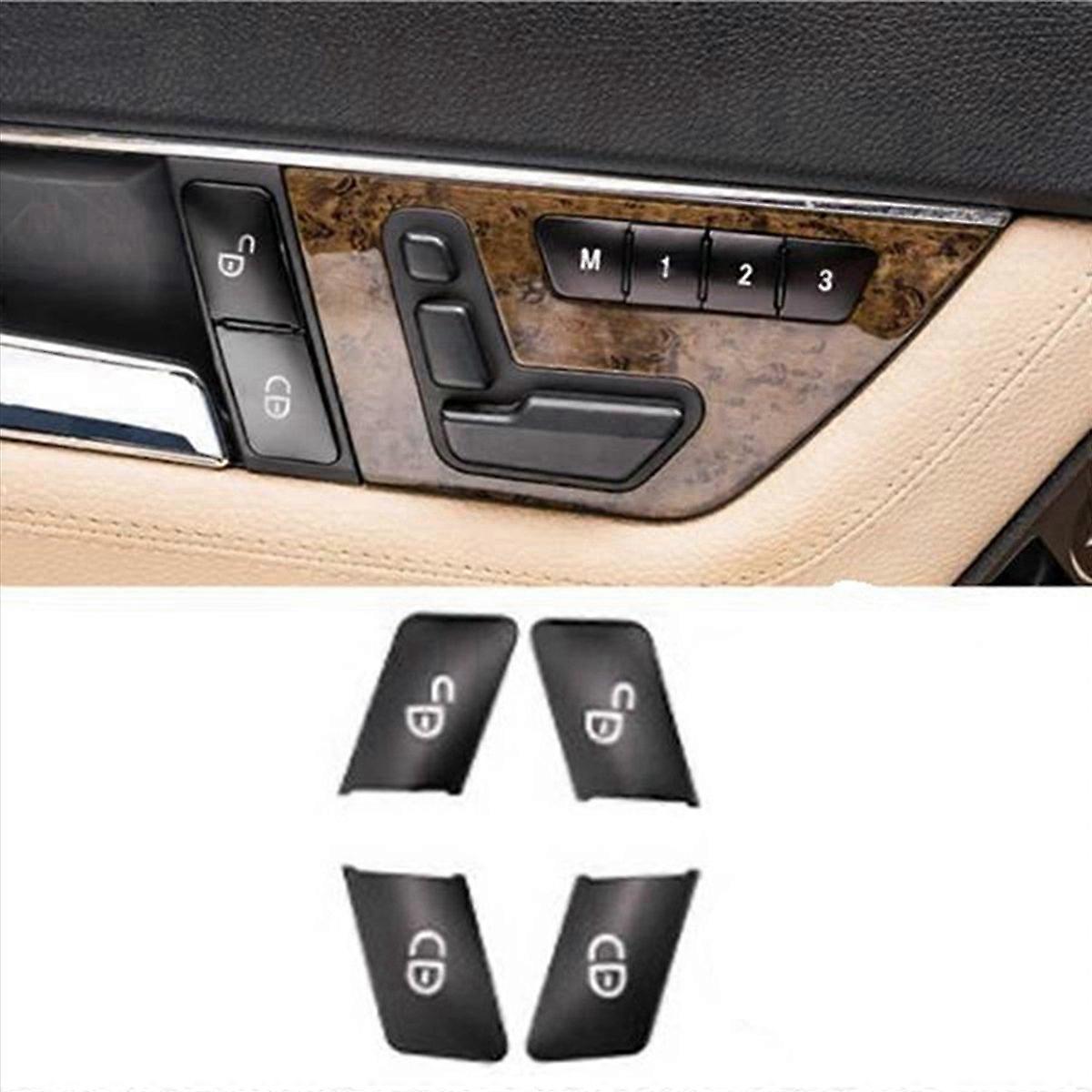 4Pcs Car Door Seat Memory Lock Switch Button Stickers Cover Trim