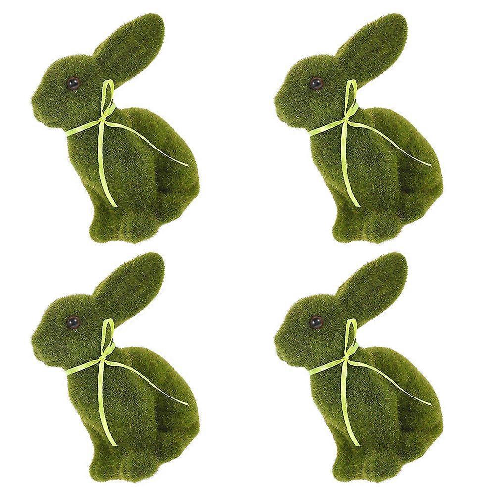 Decorative Easter Flocked Rabbit Party Decor Green with 8Pcs Set