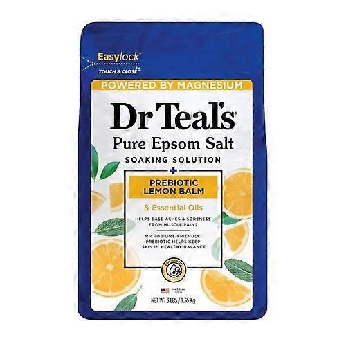 Dr Teal's Prebiotic Lemon Balm And Essential Oils Pure Epsom Salt Soaking Solution, 3 Lbs