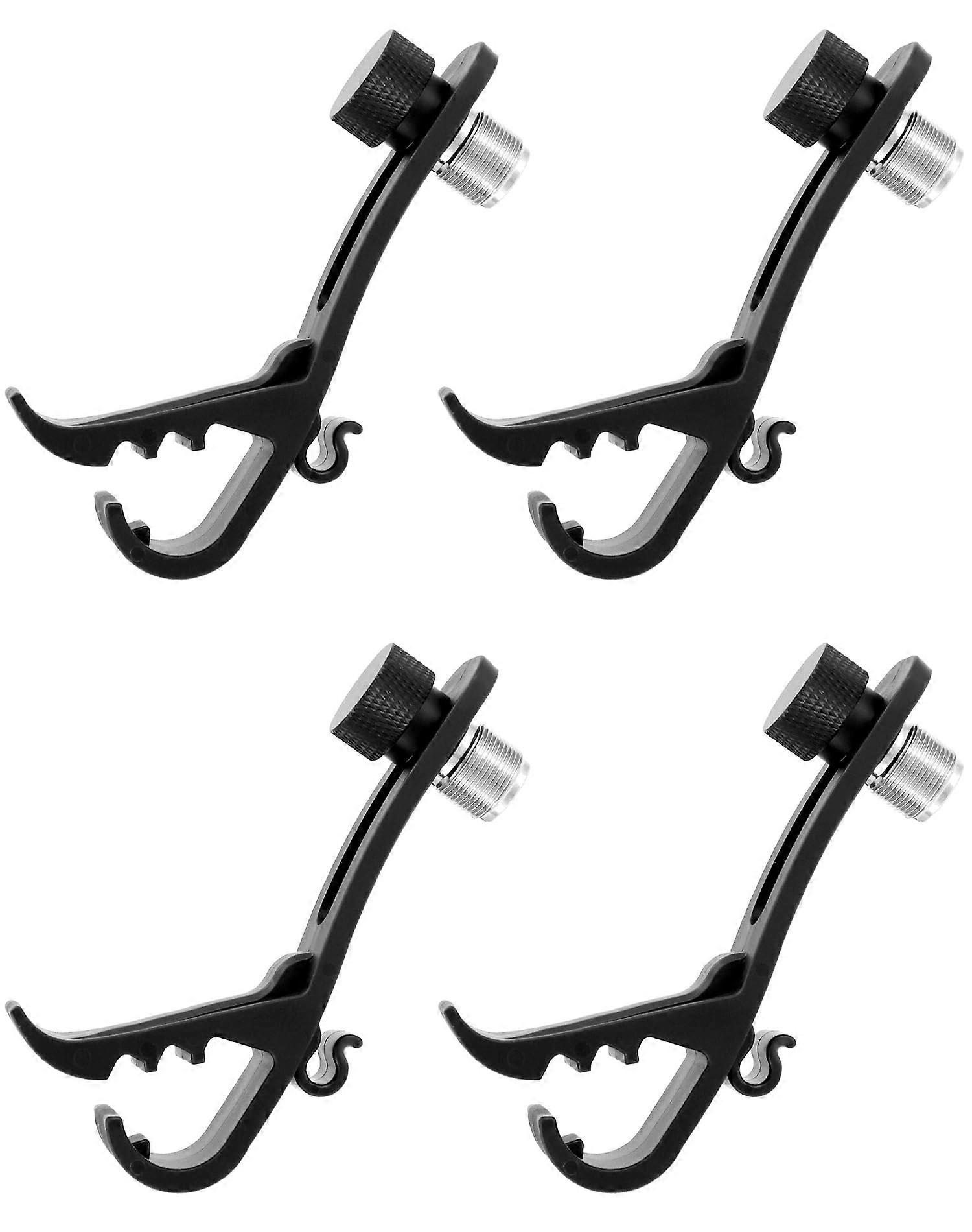 4 Pack Adjustable Drum Microphone Clips with Rim Clamp, Metal Mic Holders for Live and Studio