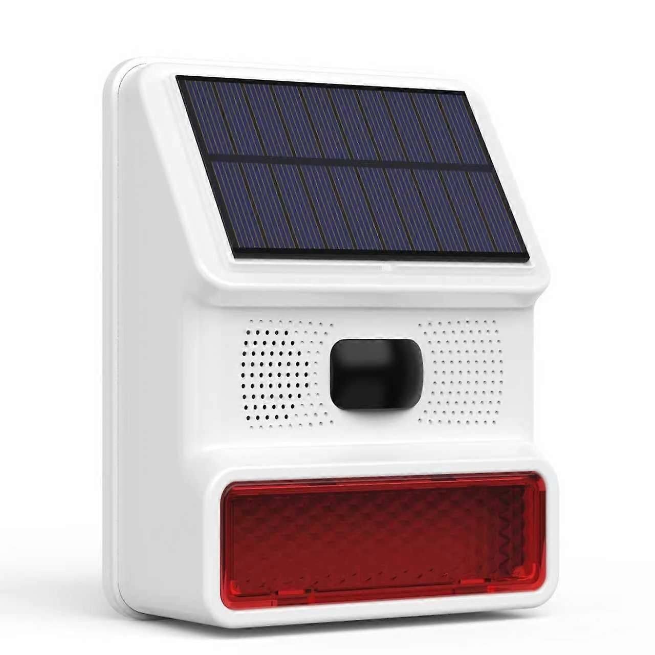 Solar Motion Sensor Alarm with 110dB Siren and Strobe, IP65 Weatherproof Outdoor Detector for Home, Farm, Garage Protection
