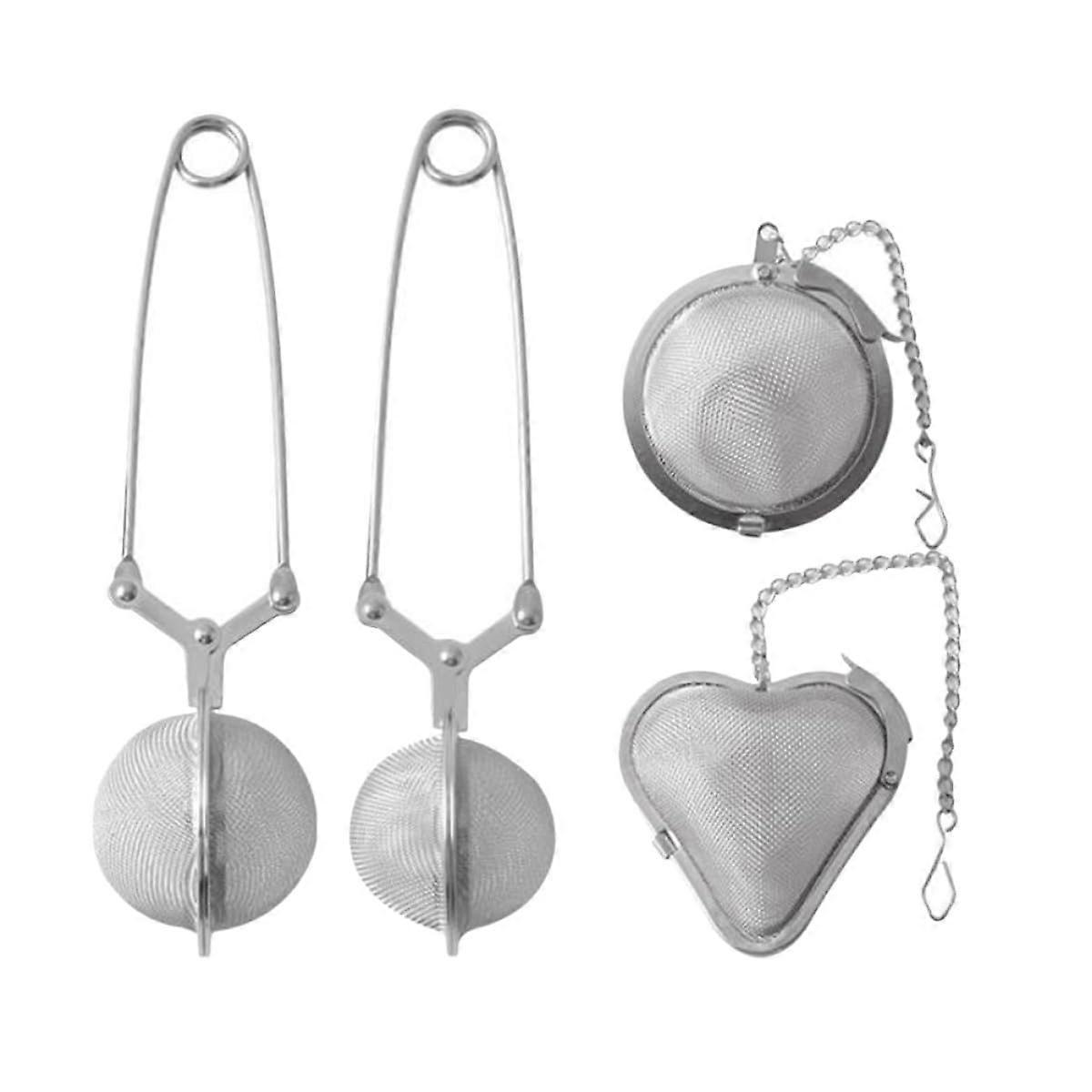 4 Pcs Heart Shaped Stainless Steel Tea Infuser Strainer with Handle Fine Mesh for Loose Leaf Tea