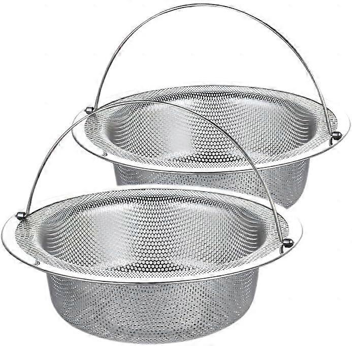 2 Pack Stainless Steel Kitchen Sink Strainer - 4.5 Inch Diameter - Rust-Resistant Drain Protector with Foldable Handle
