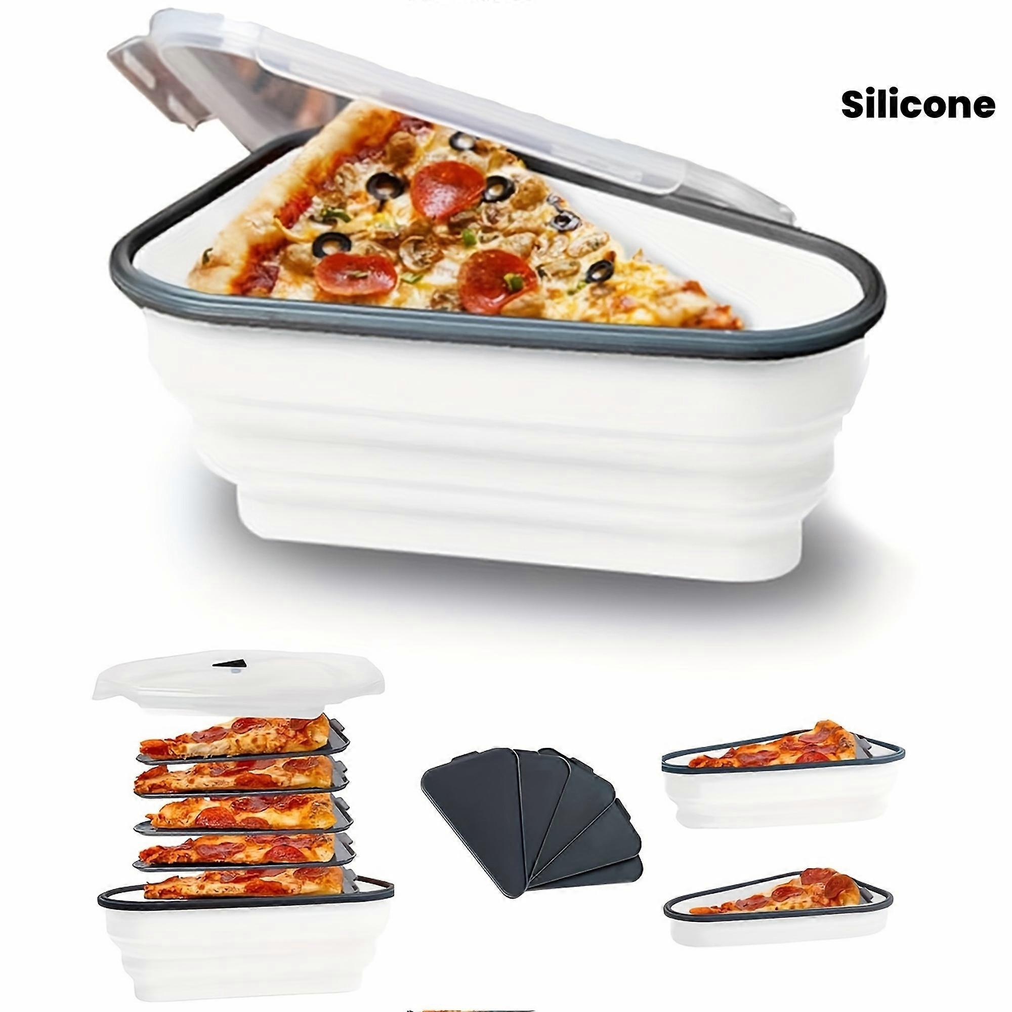 1pc Space-Saving Silicone Pizza Storage Container with 5 Microwavable Serving Trays - Reusable,Collapsible Design