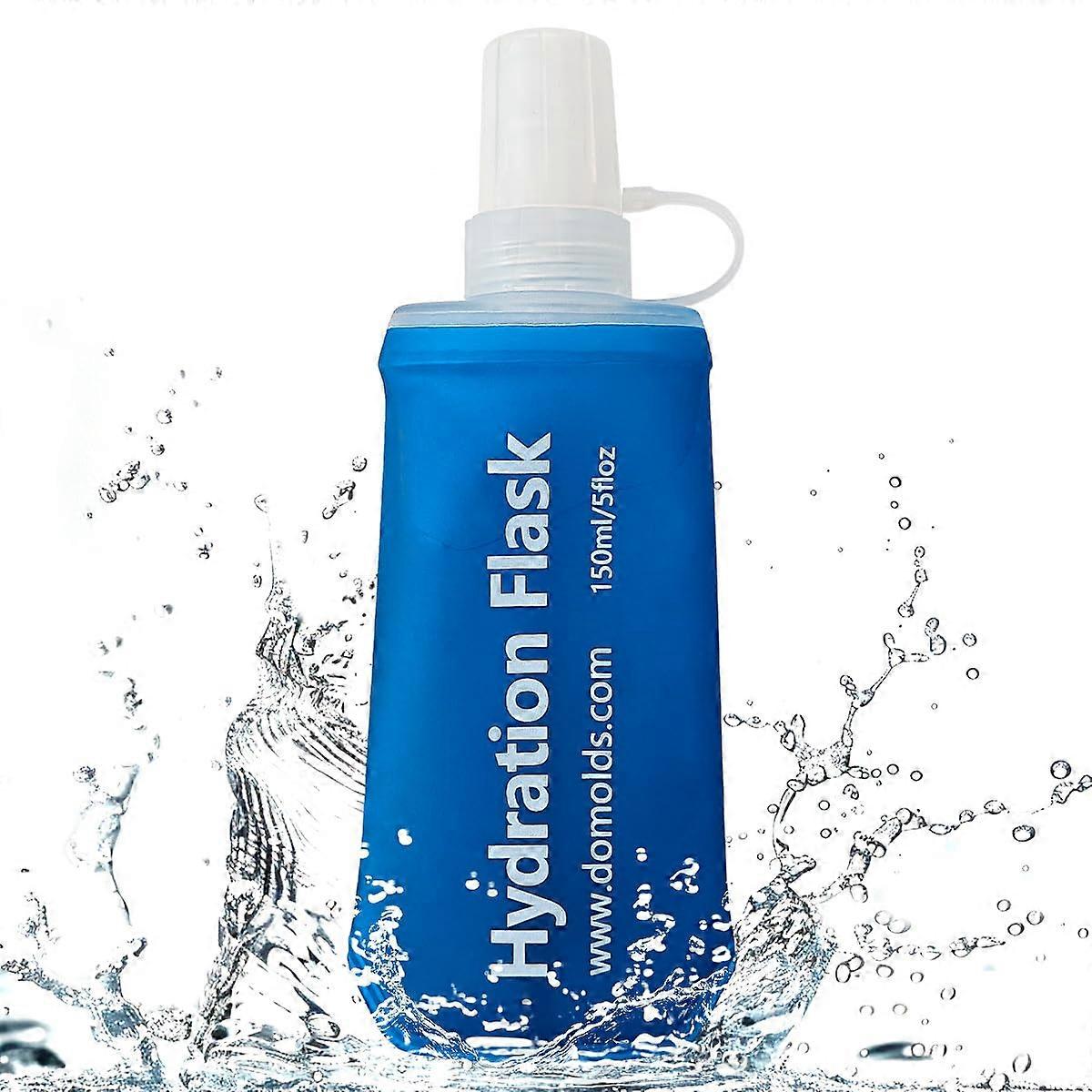 150ml Soft Flask Water Bottle with Durable Bite Valve for Running Hiking Cycling Marathon Blue