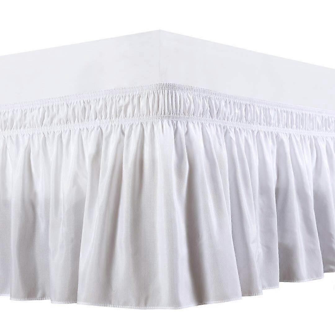 King Size Wrap Around Bed Skirt 650 Thread Count White 15 Inch Drop with Adjustable Elastic