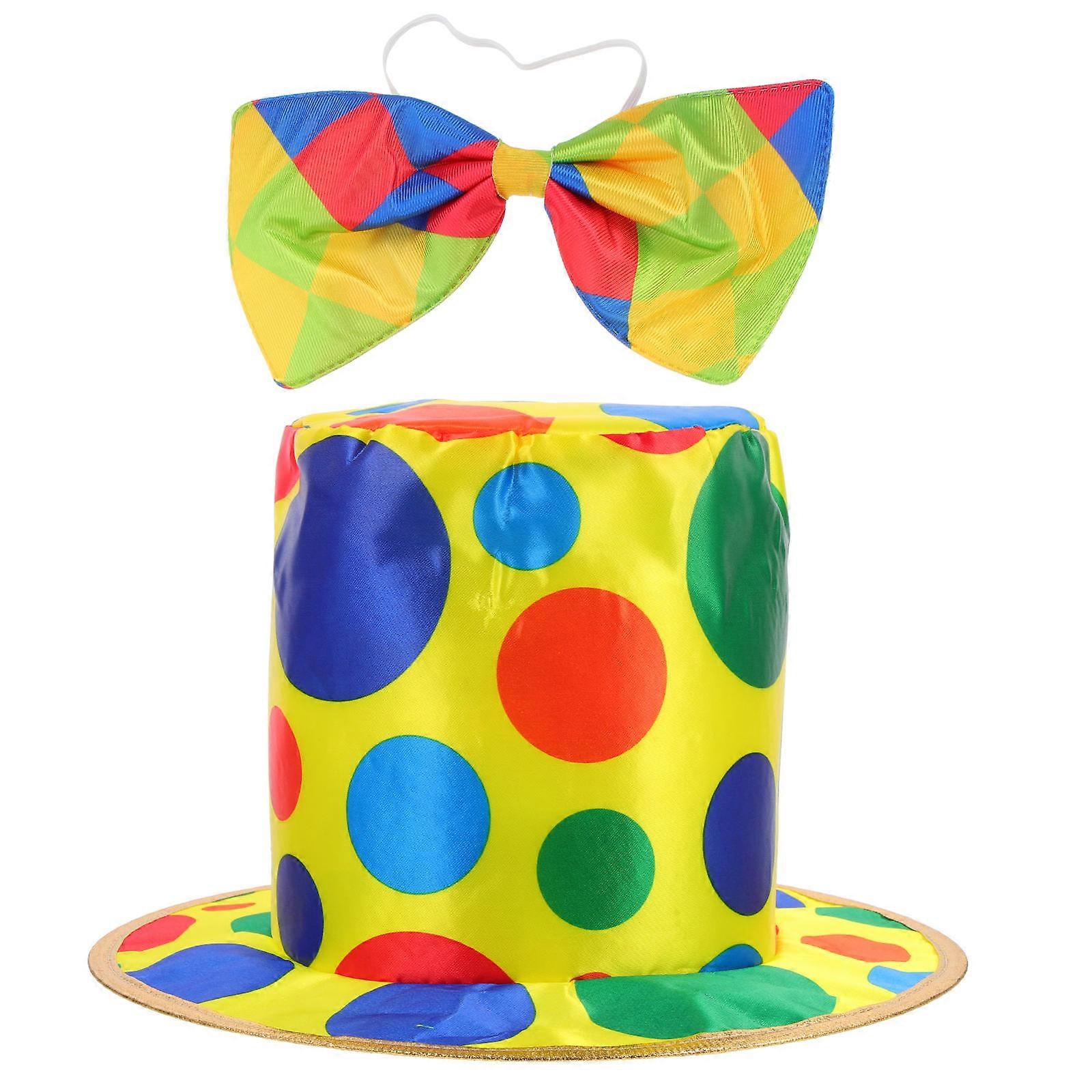 Multicolor Clown Hat Bow Tie for Circus Decor 1Set Costume