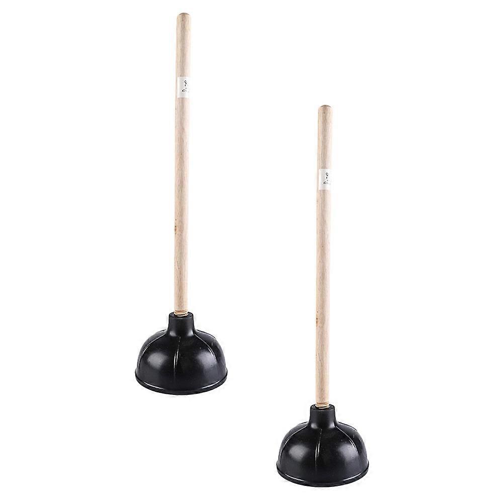 Bathroom Plunger Rubber Material for Cleaning Use 2Pcs Wooden Handle